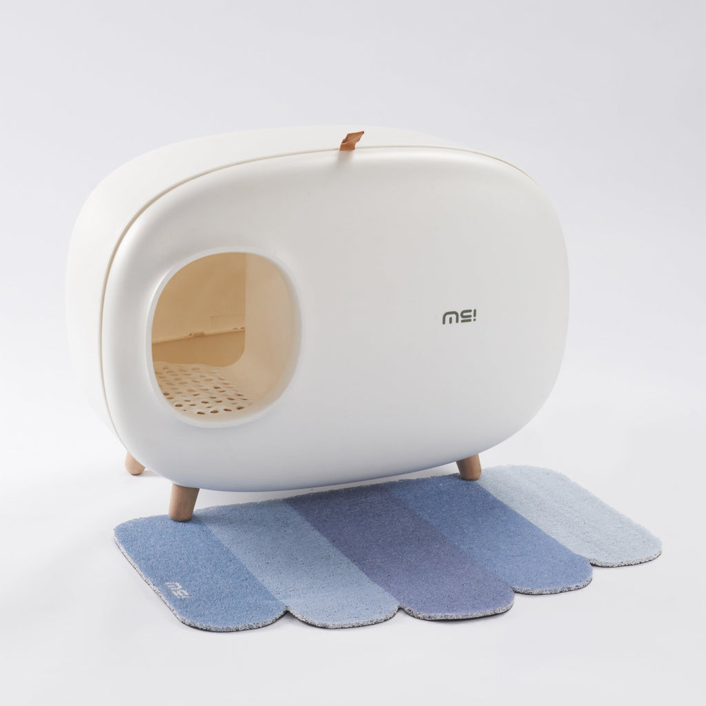 makesure modern cat litter box-white-with mat