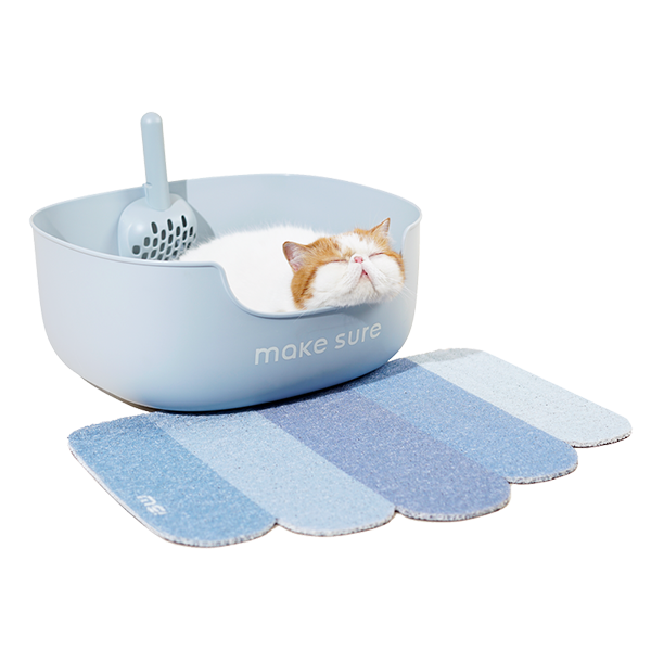 makesure light blue cat litter box with mat