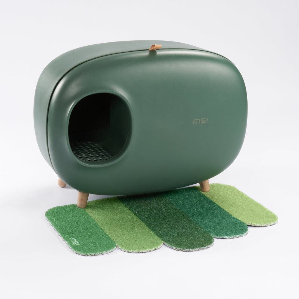 makesure modern cat litter box-moss green with mat