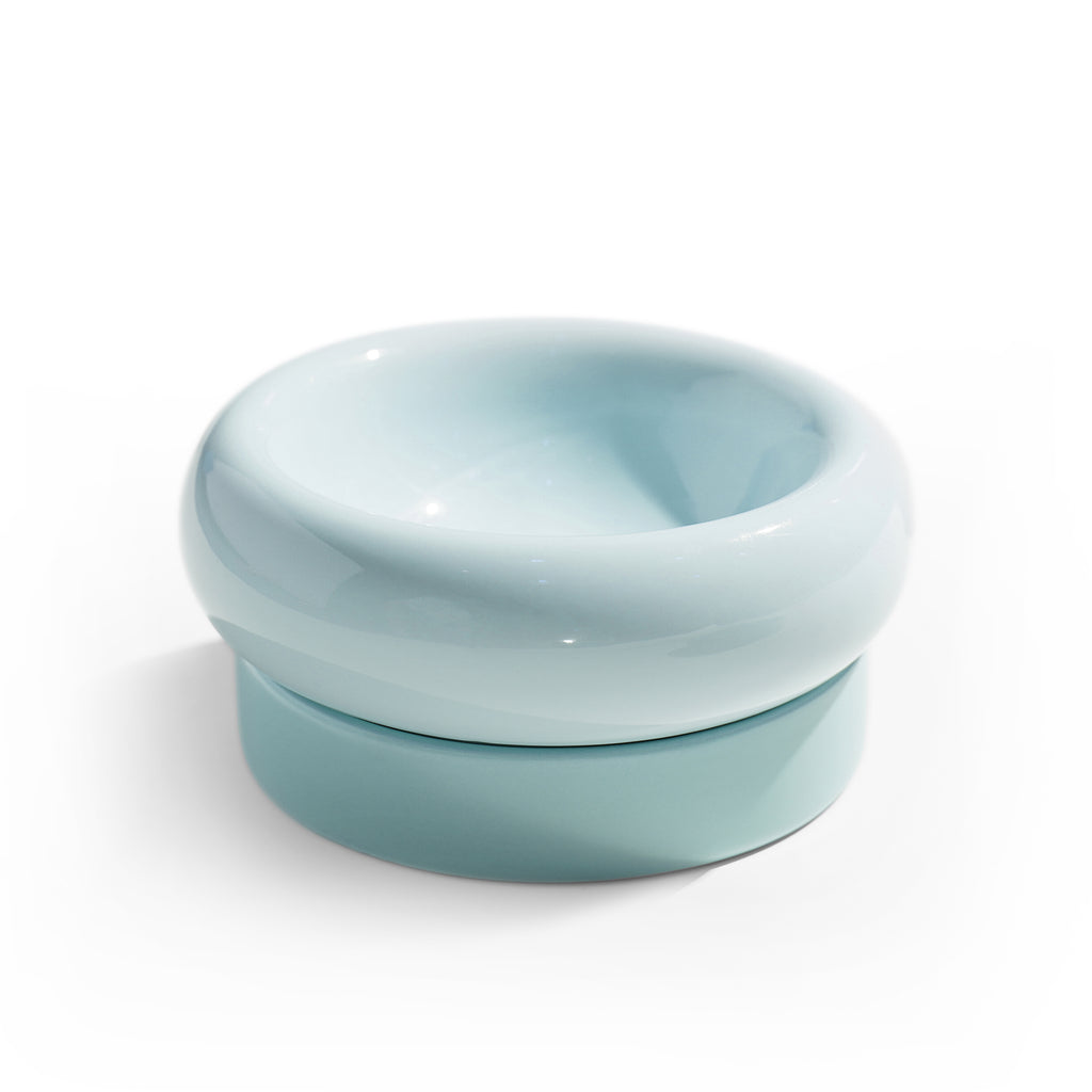 yummy 2in1 cat bowl– food&water blue / 20*20*14.6 cm / ceramic