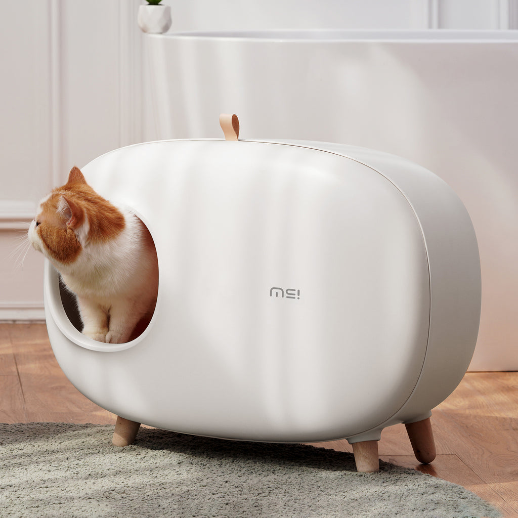 makesure cat litter box with drawable tray-white